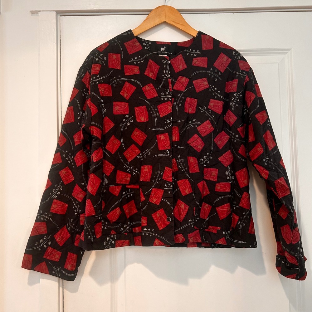Peruvian Connection Folk Granola Cottagecore Granny Quilted Jacket Large‎ VTG